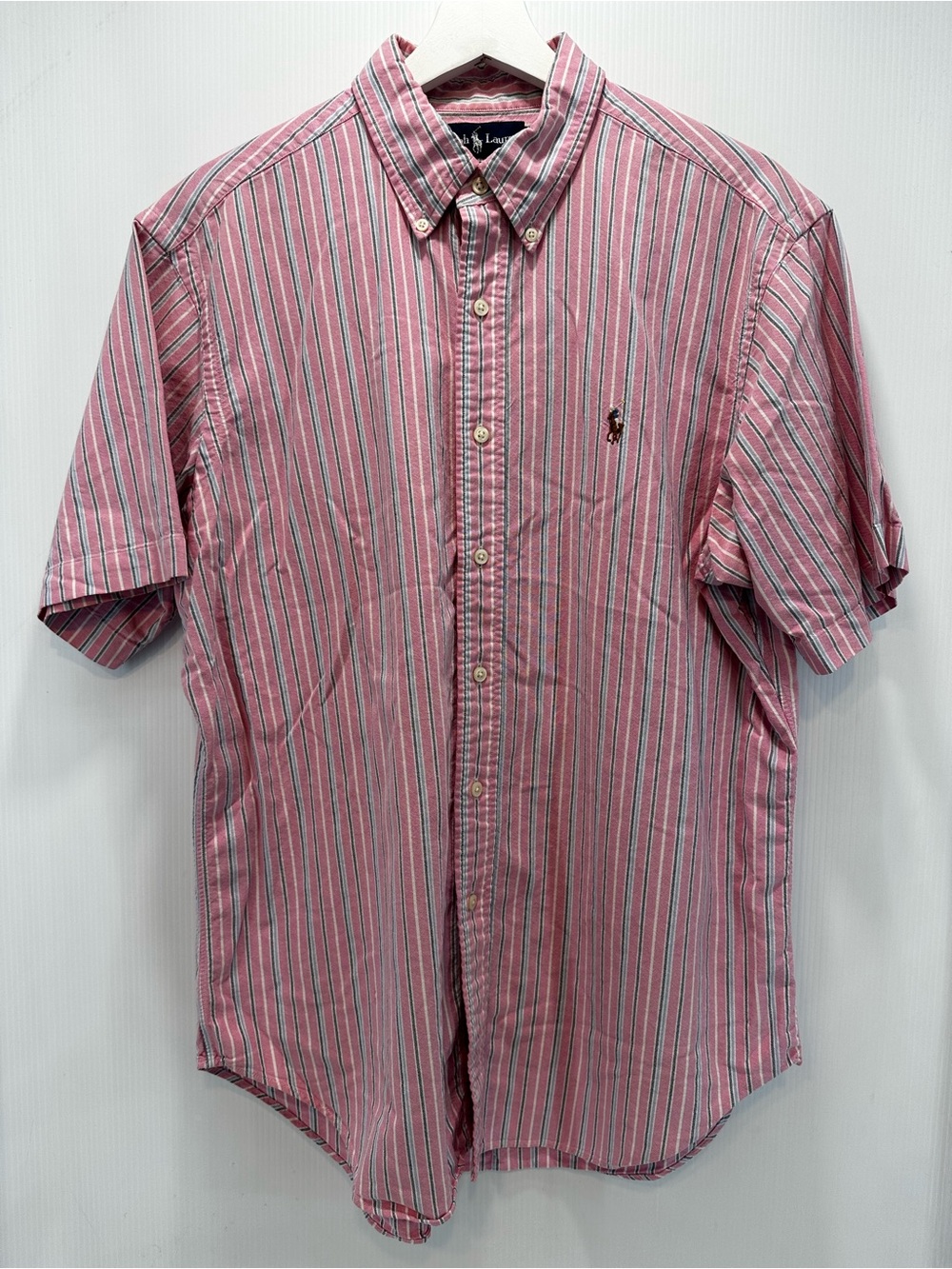 Vintage Ralph Lauren Oxford Button-down L Classic Fit Flesh Pony 100% Cotton SS
